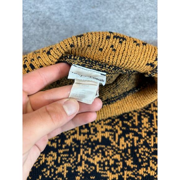 Vintage Newport News Sweater Womens Large Black Yellow Mock Neck Cottagecore - Picture 5 of 5